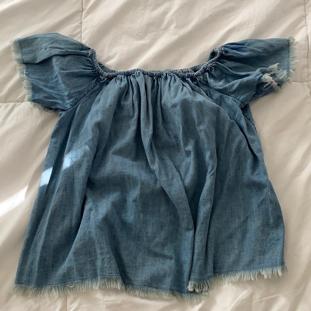 Denim off the shoulder shirt
